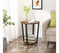 Side Table, Industrial Coffee Table, Round Sofa Table With Iron Frame, For Living Room, Bedroom, Stable And Simple