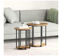 vidaXL Side Table Set with Shelf 2 pcs Brown