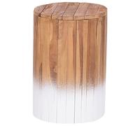 Beliani Side Table Movas Teak Wood Brown/ White