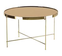Beliani Side Table LUCEA Tempered Glass Gold, Gold