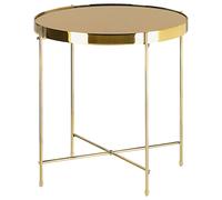 Beliani Side Table LUCEA Tempered Glass Gold, Gold