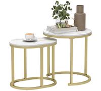 Side Table Marble-Effect Accent Set 50 x 50 x 50.5 cm White