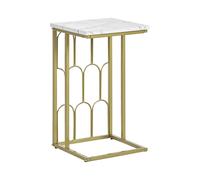 Side Table Marble Effect White with Gold PANDALE