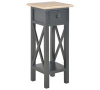 Side Table MDF & Pinewood Brown White 27x27x65.5 cm Drawer Nightstand with Shelf