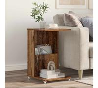 Side Table Modern Durable Old Wood 40x35x60cm Engineered Wood on Wheels Indoor.