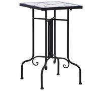Side Table Mosaic Ceramic Blue White with Iron Frame 35 x 35 x 56 cm Weatherproof for Balcony Patio Garden as Plant Table Flower Stand and Decoration Indoor Outdoor