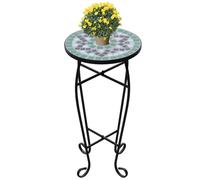 Side Table Mosaic Green White 30x60cm Iron Tube Ceramic Top Set of 3 Plant Round
