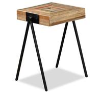 Side Table Multicolour Reclaimed Teak & Steel 49x40x60 cm Industrial Vintage Top