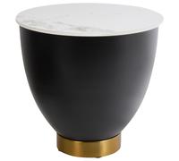 Beliani Side Table NADINE Ceramic Black with Storage, Black