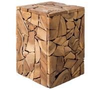 Beliani Side Table NELSON Teak Wood Brown