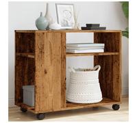 (old wood) vidaXL Side Table with Wheels Hall Tea End Table Sofa Table Engineered Wood