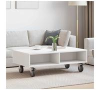 Side Table on Lockable Wheels White 90x50x30cm Engineered Wood Nightstand Slim.