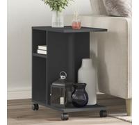 Side Table on Wheels Black 50x30x55 cm Engineered Wood Compact with 4 castors bk