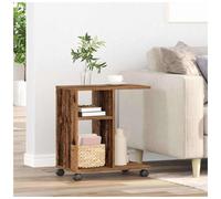Side Table on Wheels Old Wood 50x30x55cm Engineered Wood Shelf Compact Mobility
