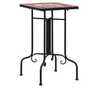 Side Table Outdoor Terracotta White Mosaic Ceramic Iron Frame Stand 35x35x56 cm
