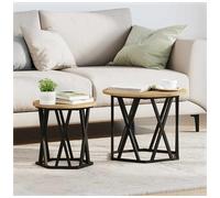 Side Table Round Artisan Oak 50x50x40cm Engineered Wood & Steel Compact.