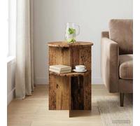 Side Table Round Old Wood 39.5cm Ø x 55cm Engineered Wood Minimalist Compact for