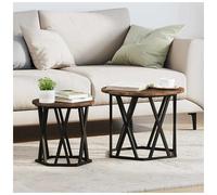 Side Table Round Smoked Oak 50x50x40 cm Engineered Wood Steel Frame Matte Sturdy