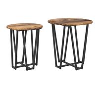 Side Table Set 2 pcs Old Wood and Black