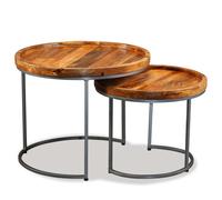 Vidaxl Side Table Set 2 Pieces Solid Mango Wood