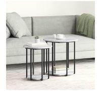 Side Table Set 2pc Grey Sonoma 50x50x50.5cm Engineered Wood Metal Industrial Set
