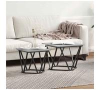 Side Table Set 2pc Modern Pair Grey Sonoma 50x50x40cm Engineered Wood & Steel
