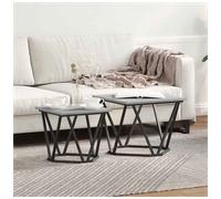 Side Table Set 2pc Modern Pair Grey Sonoma 50x50x40cm Engineered Wood & Steel