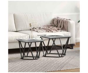 Side Table Set 2pc Modern Pair Grey Sonoma 50x50x40cm Engineered Wood & Steel
