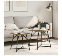 Side Table Set 2pc Old Wood Engineered Wood Top Metal Frame 50x50x50 cm Stylish