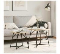 Side Table Set 2pcs 50x50x50 & 40x40x45cm Sonoma Oak Engineered Wood Metallegs