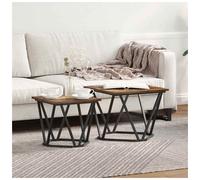 vidaXL Side Table Set 2 pcs Smoked Oak Engineered Wood and Steel