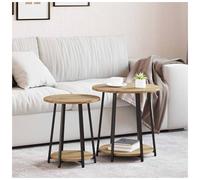 Side Table Set 50x50x51cm Artisan Oak Engineered Wood Top Metal Frame Set of 2