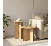 Side Table Set Artisan Oak Engineered Wood Ø45x35 & Ø29.5x49 cm Modern Sl uo