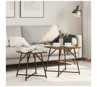Side Table Set of 2pcs Smoked Oak Engineered Wood Top Metal Frame 50x50x50cm