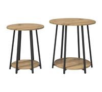 Side Table Set with Shelf 2 pcs Artisan Oak and Black