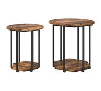 Side Table Set with Shelf 2 pcs Brown