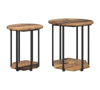vidaXL Side Table Set with Shelf 2 pcs Brown