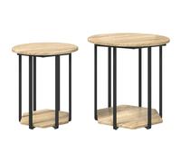 Side Table Set with Shelf 2 pcs Tables Engineered Wood Living Room vidaXL