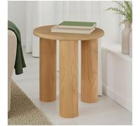 Side Table Sisi - round, solid wood legs, rustic look Brown / Light Oak