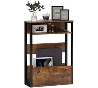 Side Table Slim Rustic Brown Particle Board & Metal 46x18x58.5cm Industrial Home