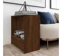Side Table Smoked Oak 50x26x50cm Engineered Wood Storage with Shelf Unit