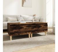 Side Table Smoked Oak 50x46x35 cm Engineered Eucalyptus Wood Drawer Scandi Style