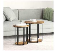 Side Table Set with Shelf 2 pcs Brown