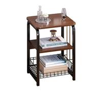 Side Table,Sofa Side Table End Table with Storage Basket,2-Tier Organizer and Marble Pattern Top - Sturdy Metal Frame for Living Room Bedroom Office - Modern Minimalist A,40 * 30 * 62cm