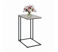 Relaxdays side table, HWD: 64 x 50 x 35 cm, MDF, metal, C-shape, coffee table, living room, black/natural