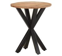 Side Table Solid Mango Wood Black Iron Legs Natural Industrial 48x48x56 cm Warm