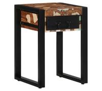 Side Table Solid Mango Wood Multicolour 35x35x50cm Drawer & Shelf Rustic Compact