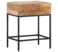 Side Table Solid Mango Wood Retro Vintage Natural 40x30x50 cm Steel Frame Small