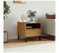 Side Table Solid Pine Oak Colour 50x50x50 cm Drawer Open Compartment Rustic Slim