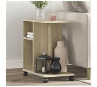 Side Table Sonoma Oak 50x30x55cm Engineered Wood Rolling Shelf Compact Easy-Move